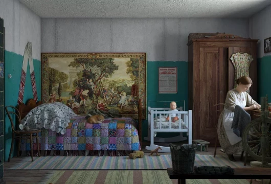 Патефон и бюст Сталина